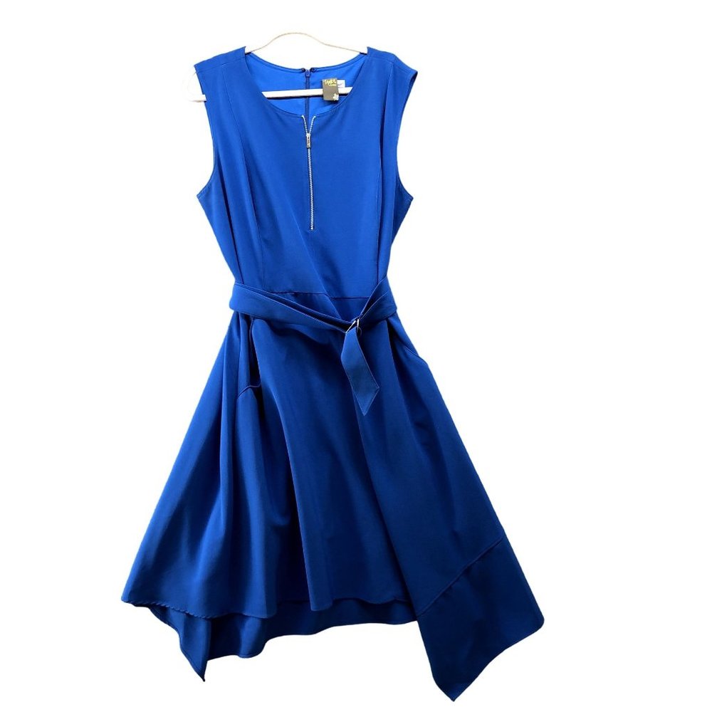 Taylor Royal Blue Midi Dress with Waist Tie